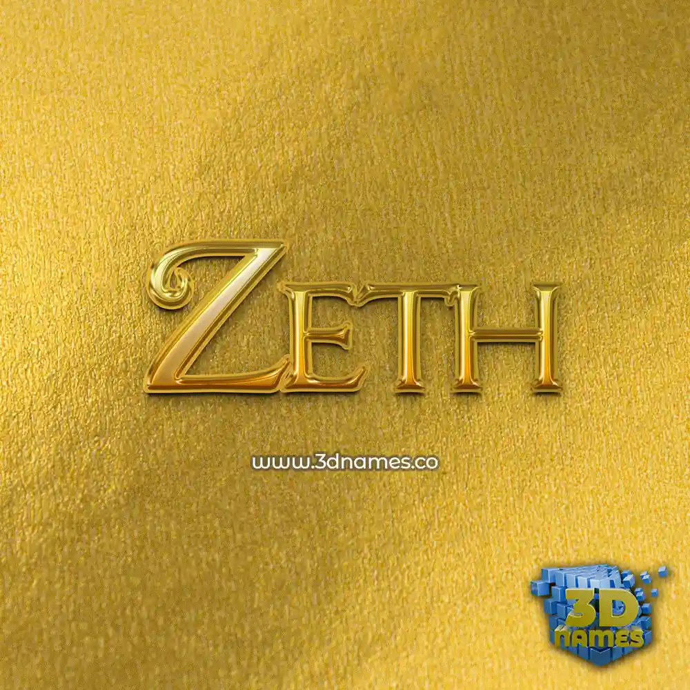 zeth in All Gold style - 3D name wallpaper