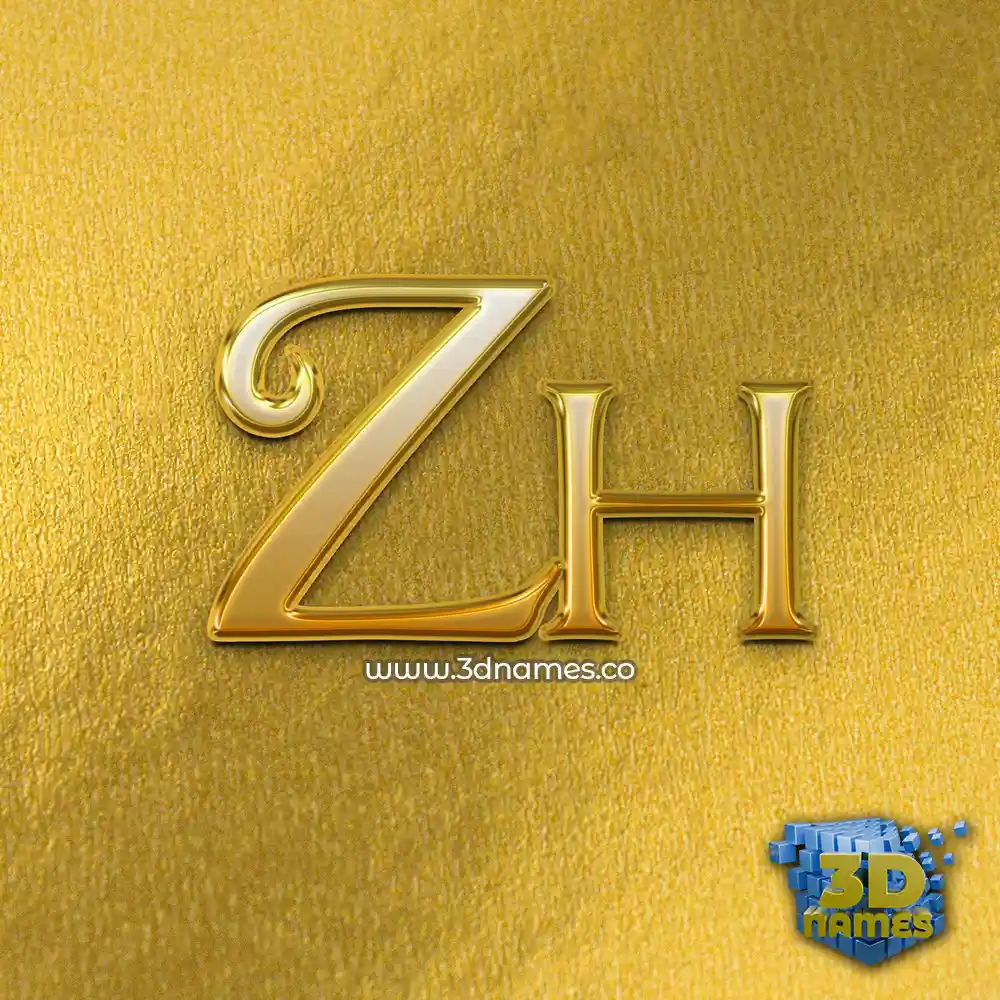 zh in All Gold style - 3D name wallpaper