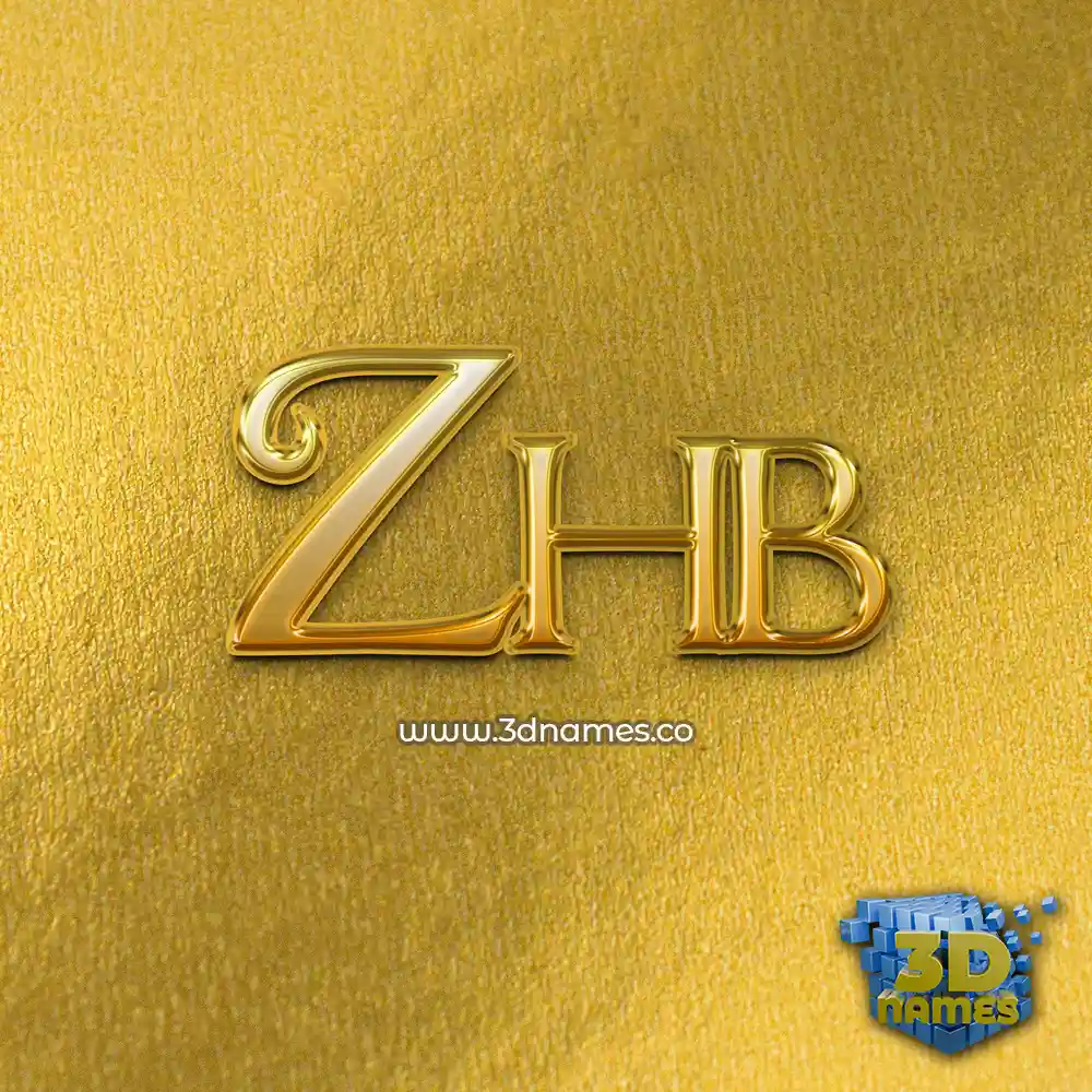zhb in All Gold style - 3D name wallpaper