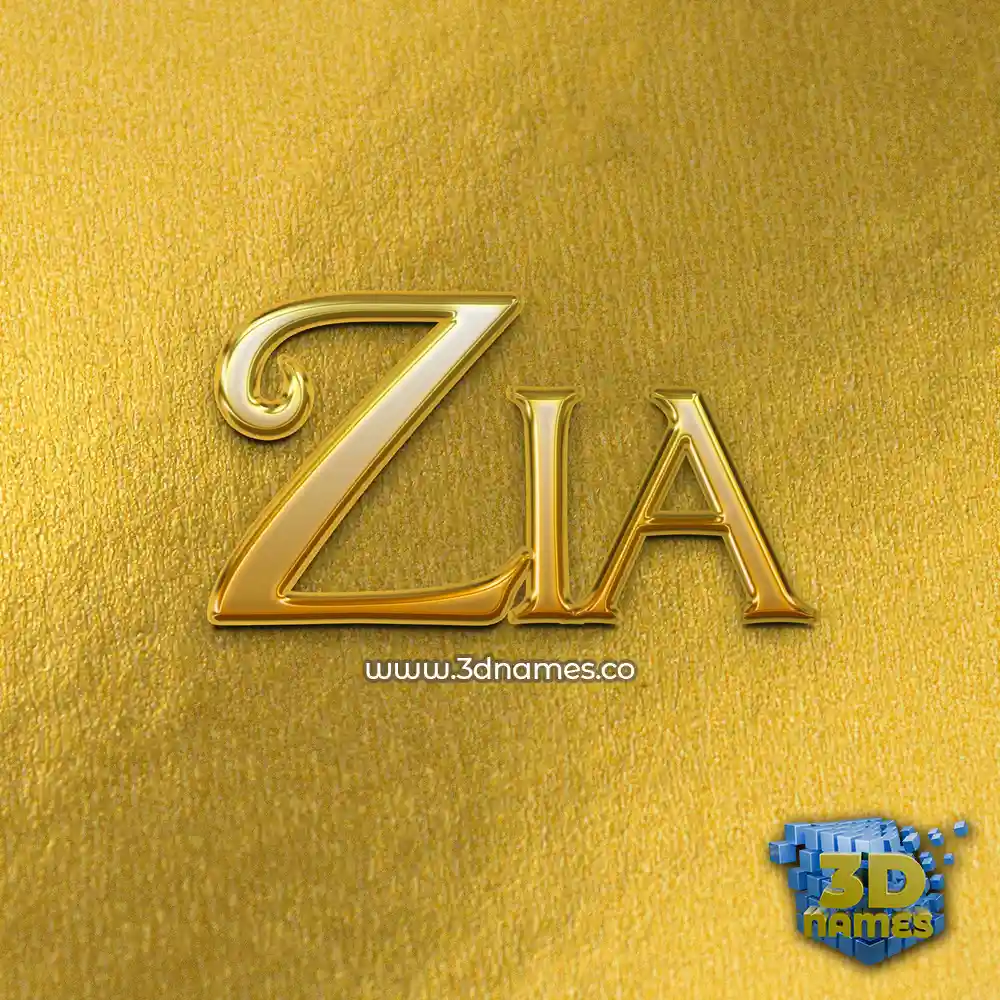 zia in All Gold style - 3D name wallpaper