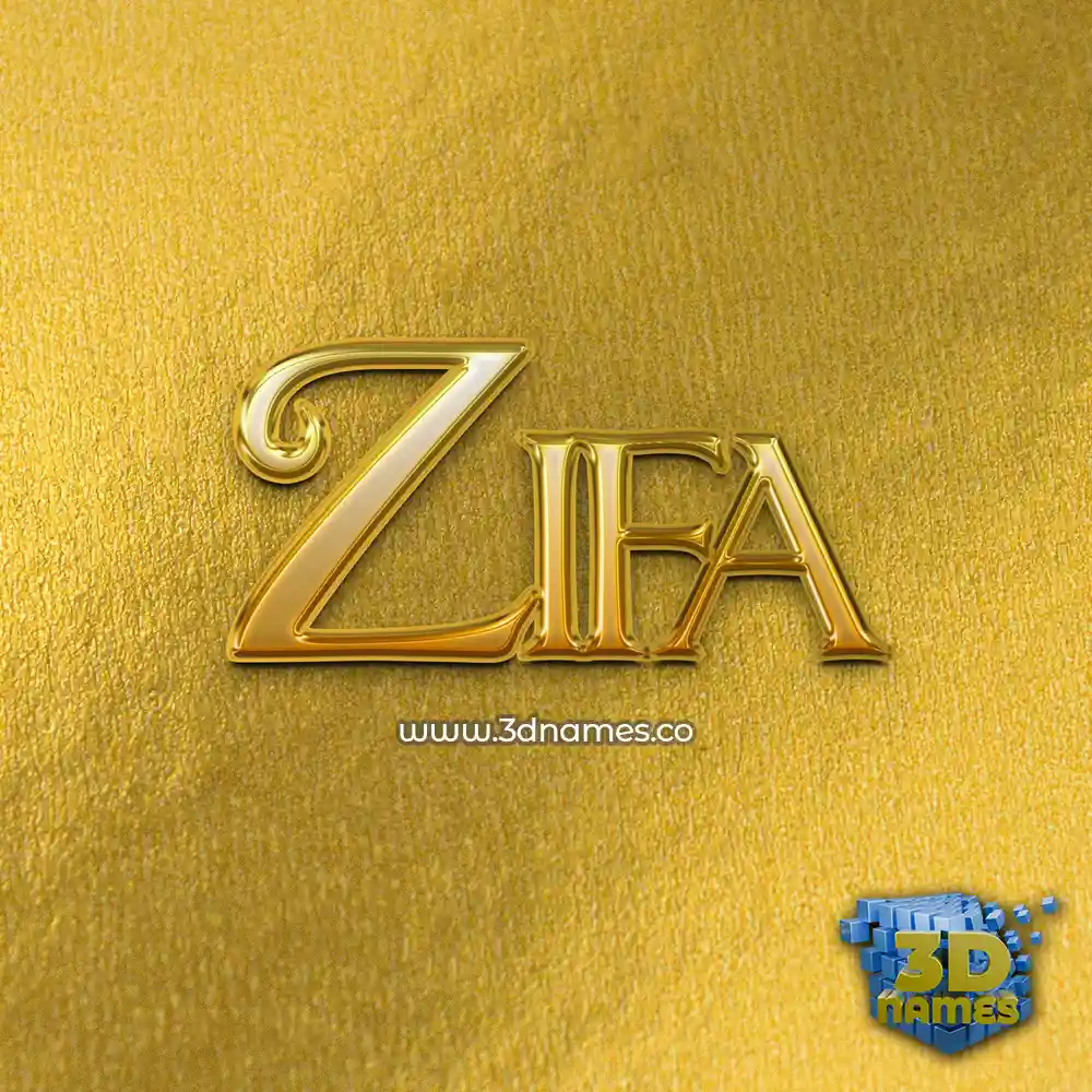zifa in All Gold style - 3D name wallpaper