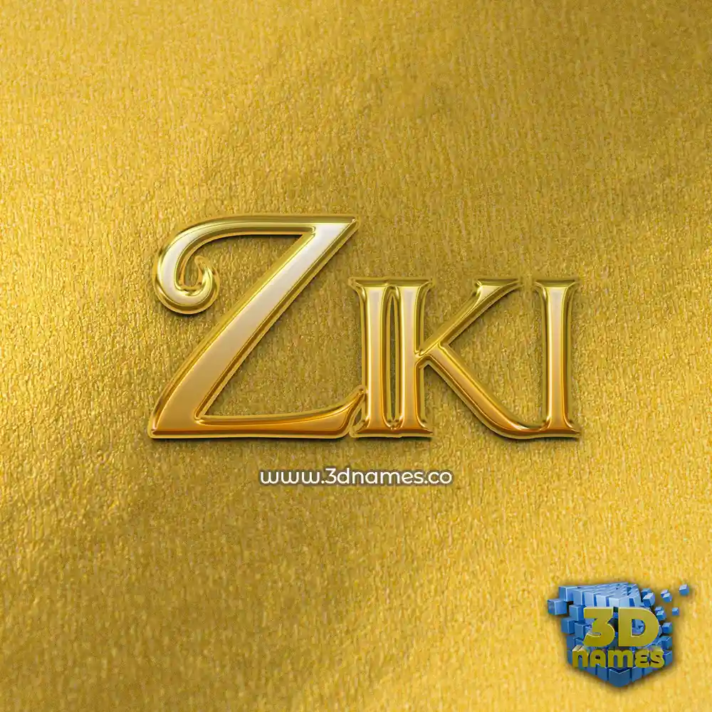 ziki in All Gold style - 3D name wallpaper