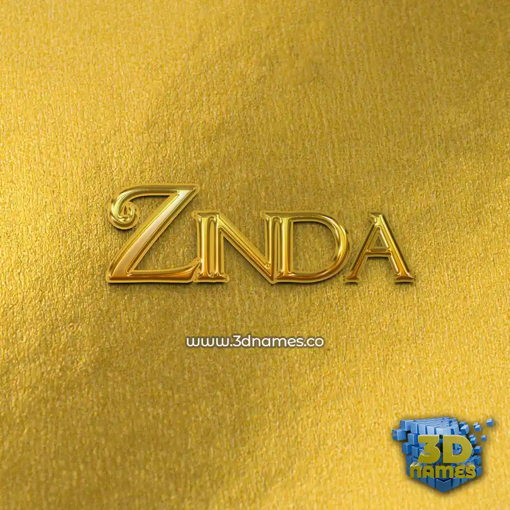 zinda in All Gold style - 3D name wallpaper