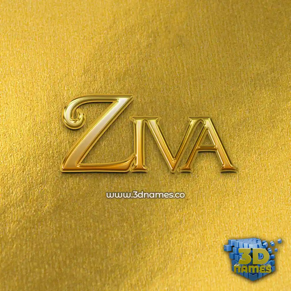 ziva in All Gold style - 3D name wallpaper