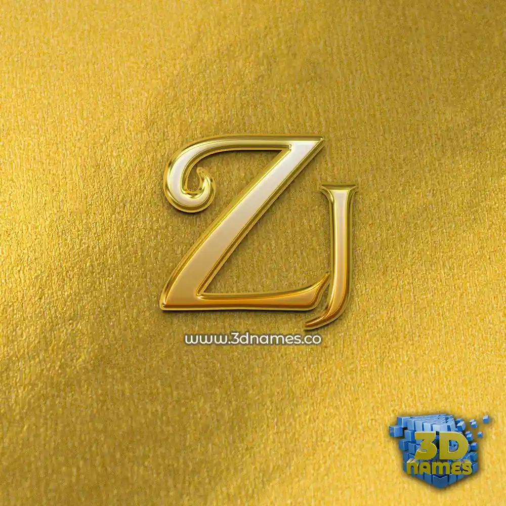 zj in All Gold style - 3D name wallpaper