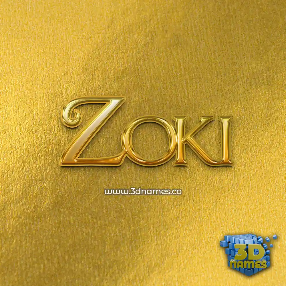 zoki in All Gold style - 3D name wallpaper