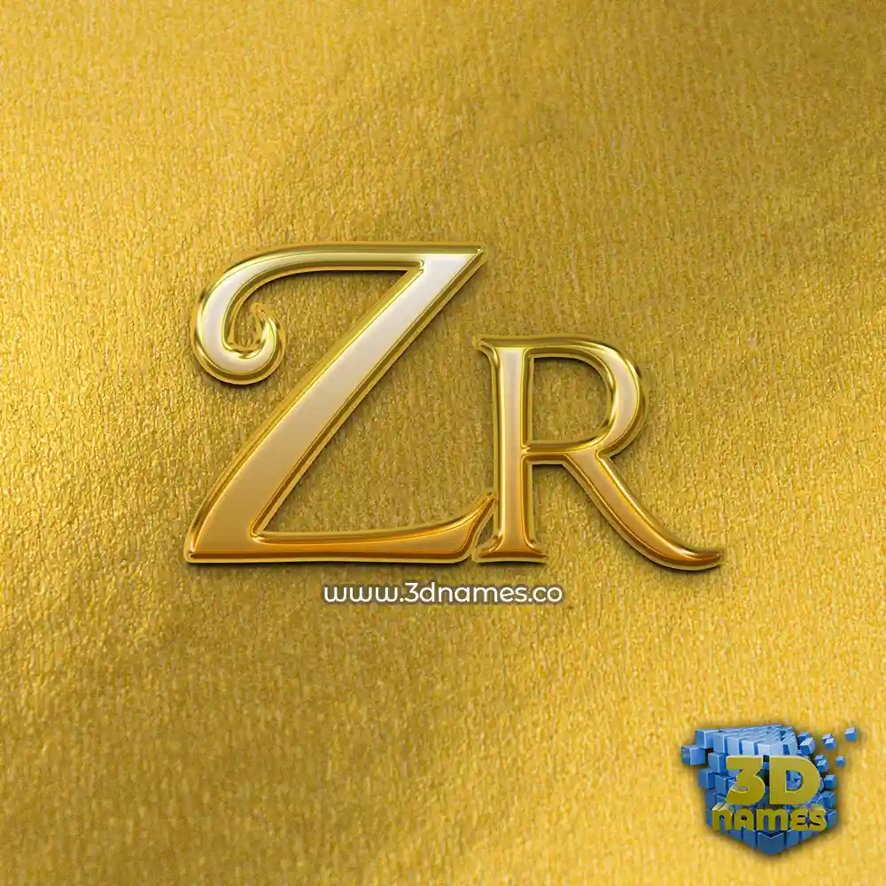 zr in All Gold style - 3D name wallpaper