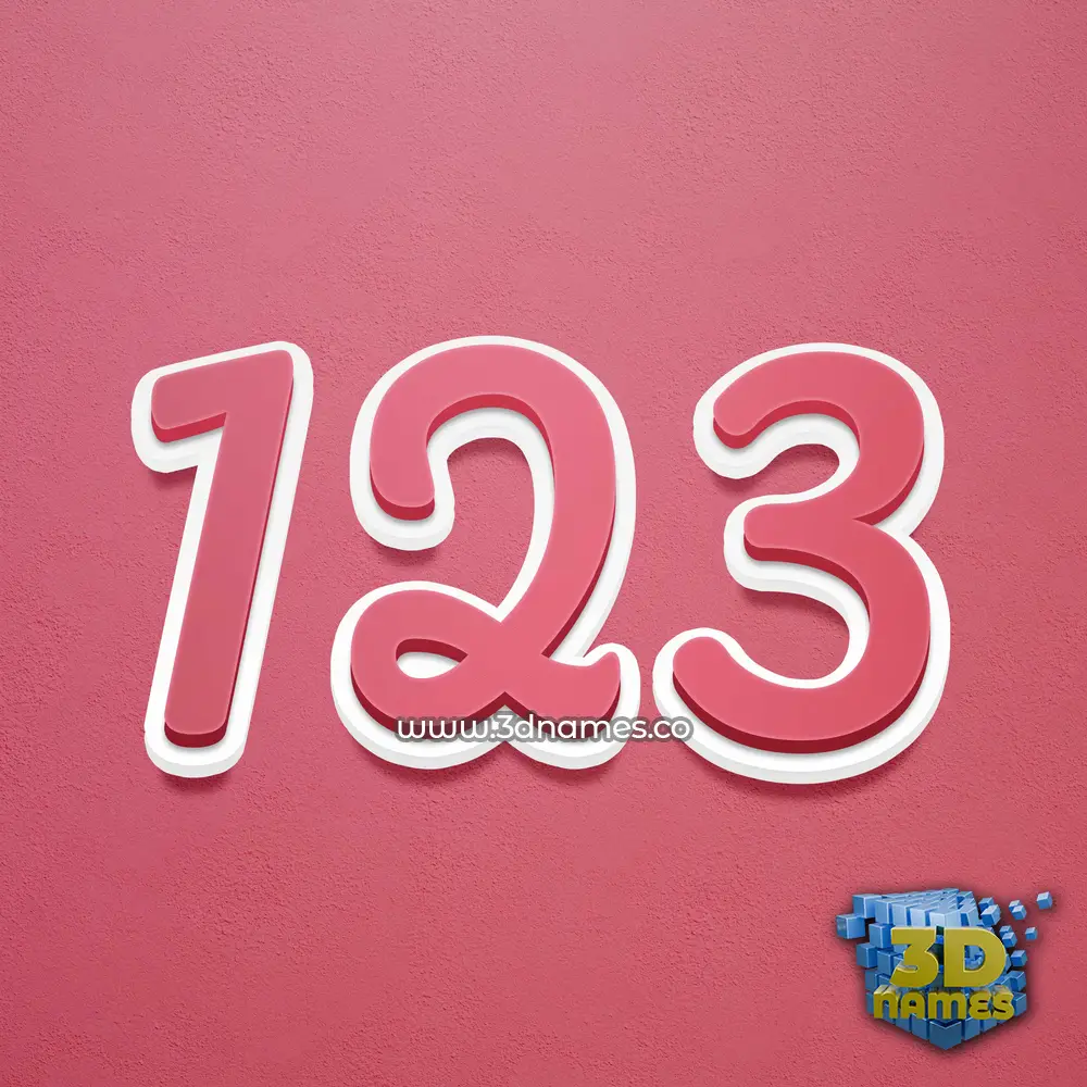 123 in Red Scribble style - 3D name wallpaper