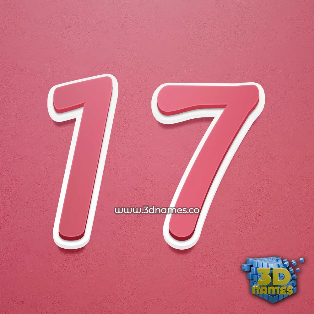 17 in Red Scribble style - 3D name wallpaper