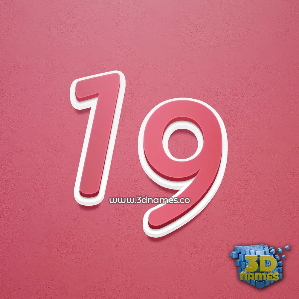 19 in Red Scribble style - 3D name wallpaper