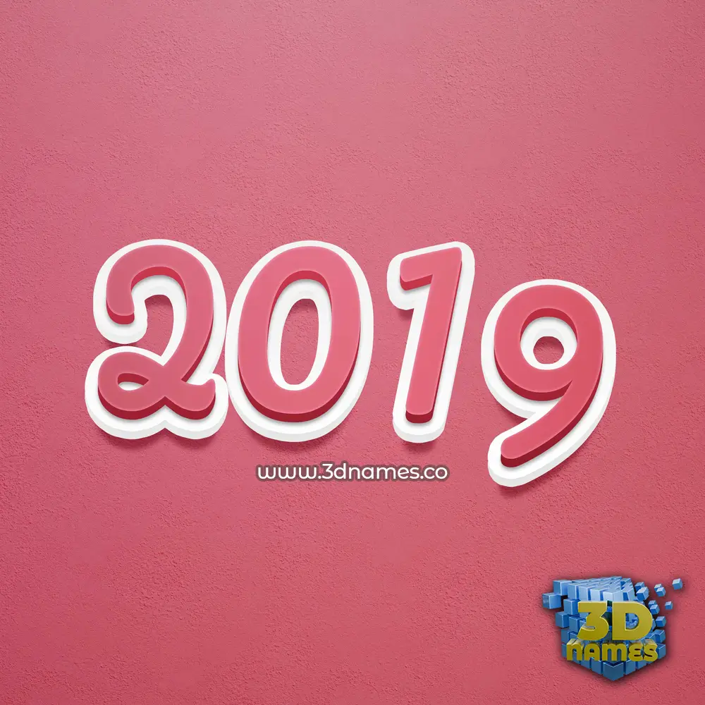 2019 in Red Scribble style - 3D name wallpaper