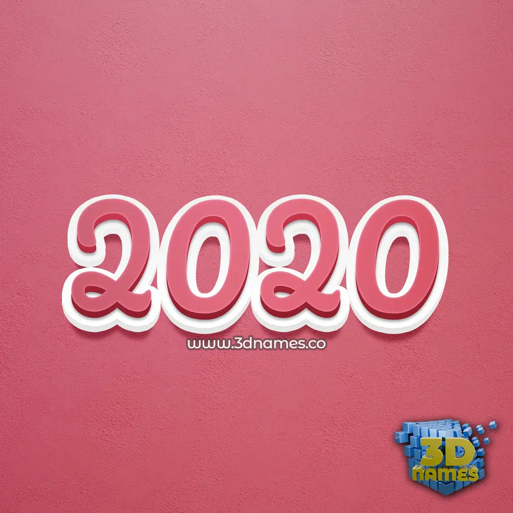 2020 in Red Scribble style - 3D name wallpaper
