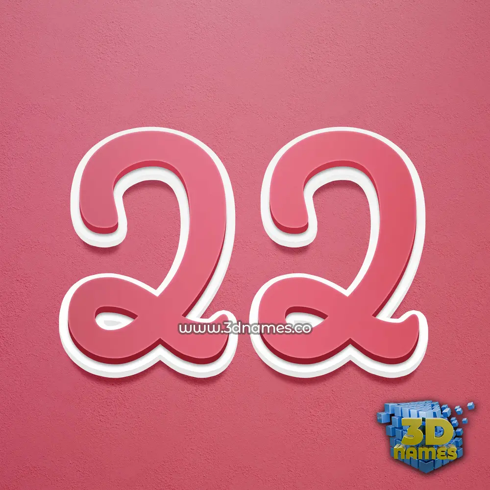 22 in Red Scribble style - 3D name wallpaper