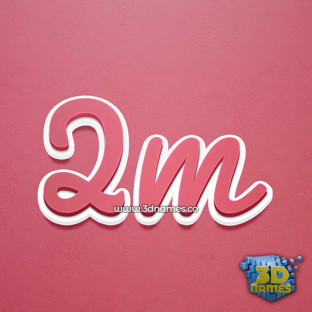 2m in Red Scribble style - 3D name wallpaper