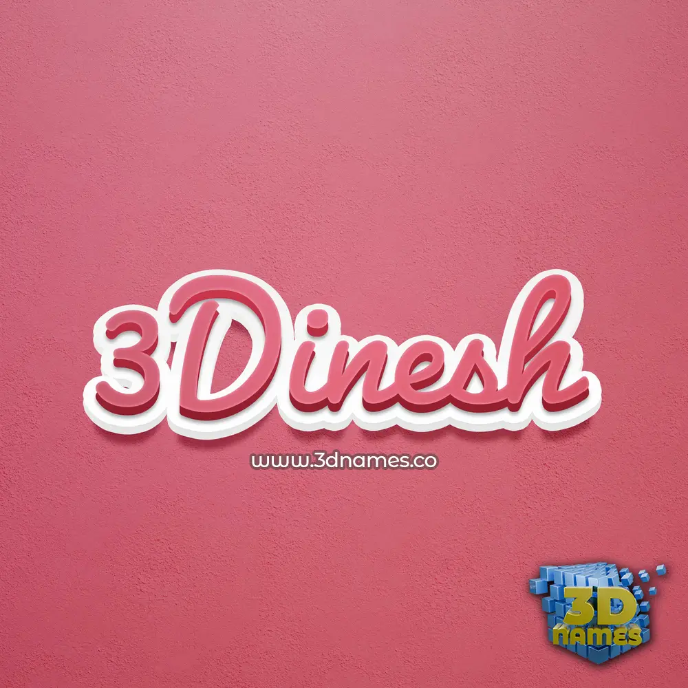 3dinesh in Red Scribble style - 3D name wallpaper