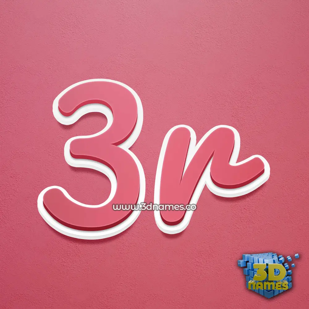 3r in Red Scribble style - 3D name wallpaper