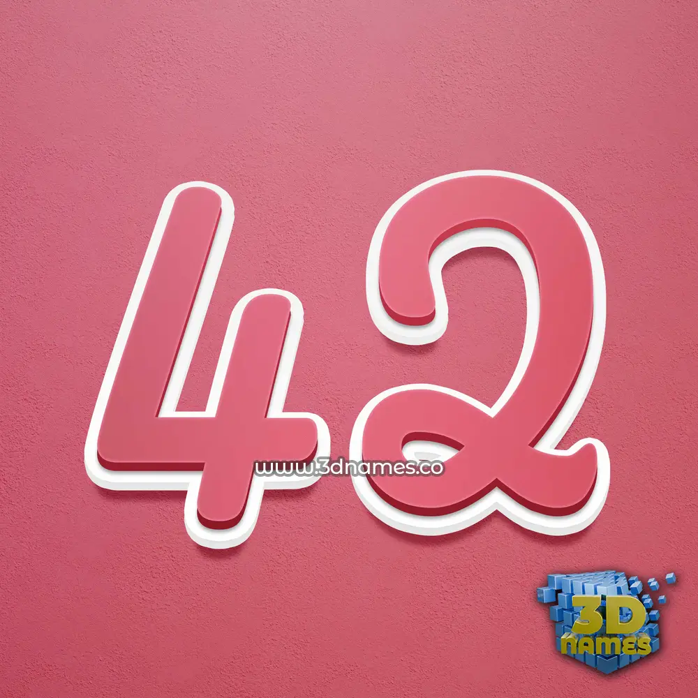 42 in Red Scribble style - 3D name wallpaper