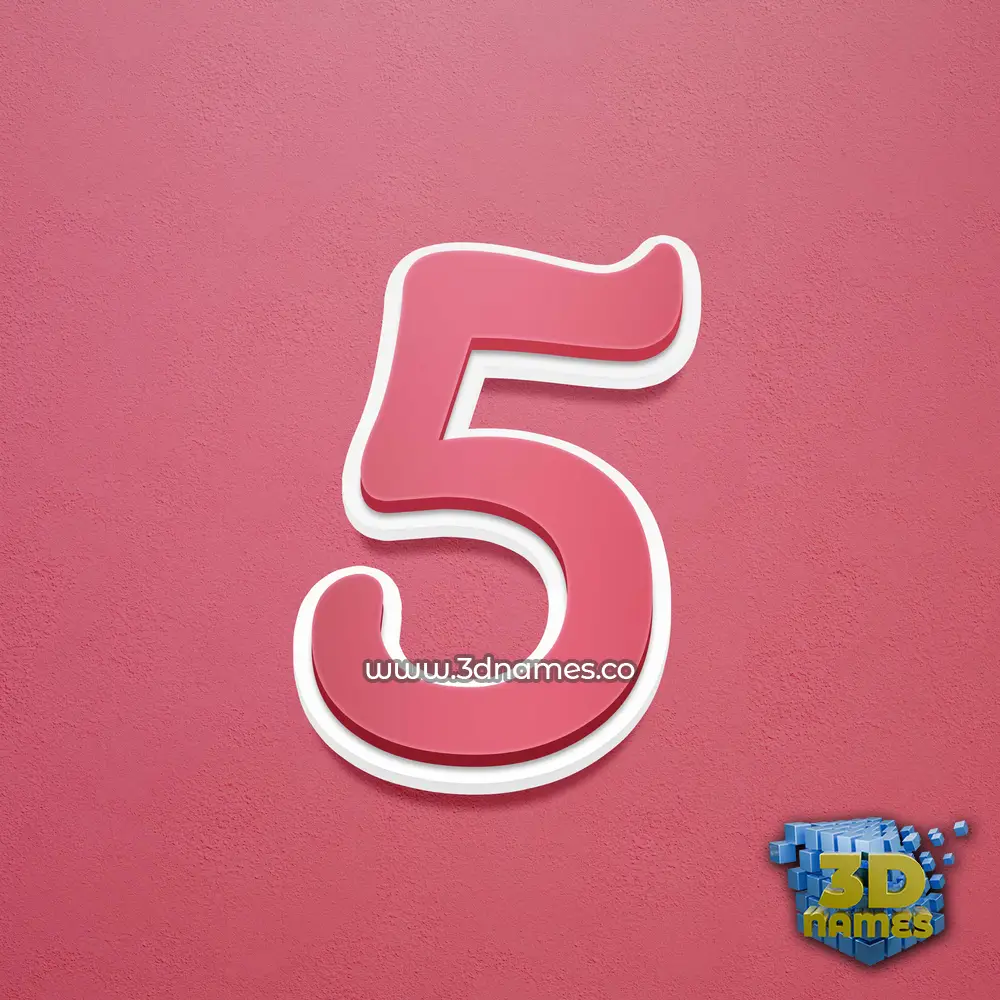 5 in Red Scribble style - 3D name wallpaper