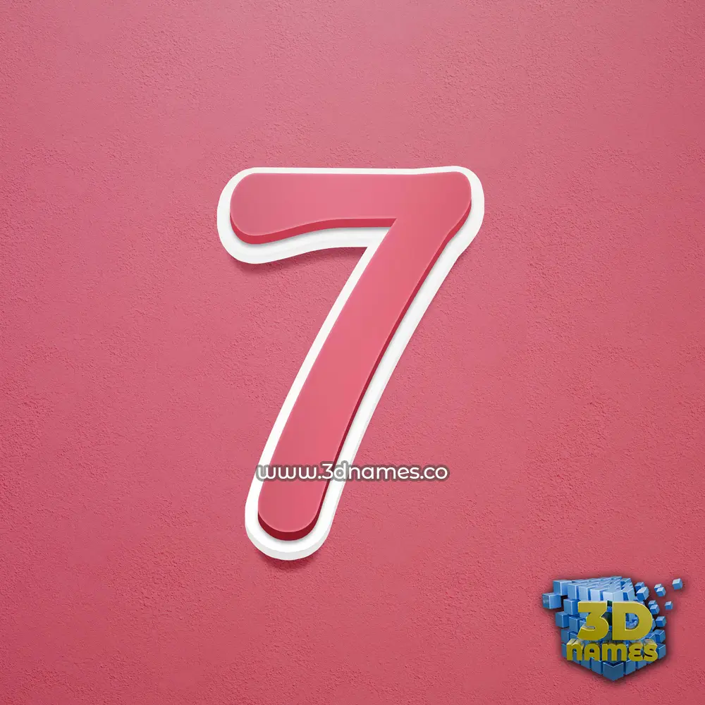 7 in Red Scribble style - 3D name wallpaper