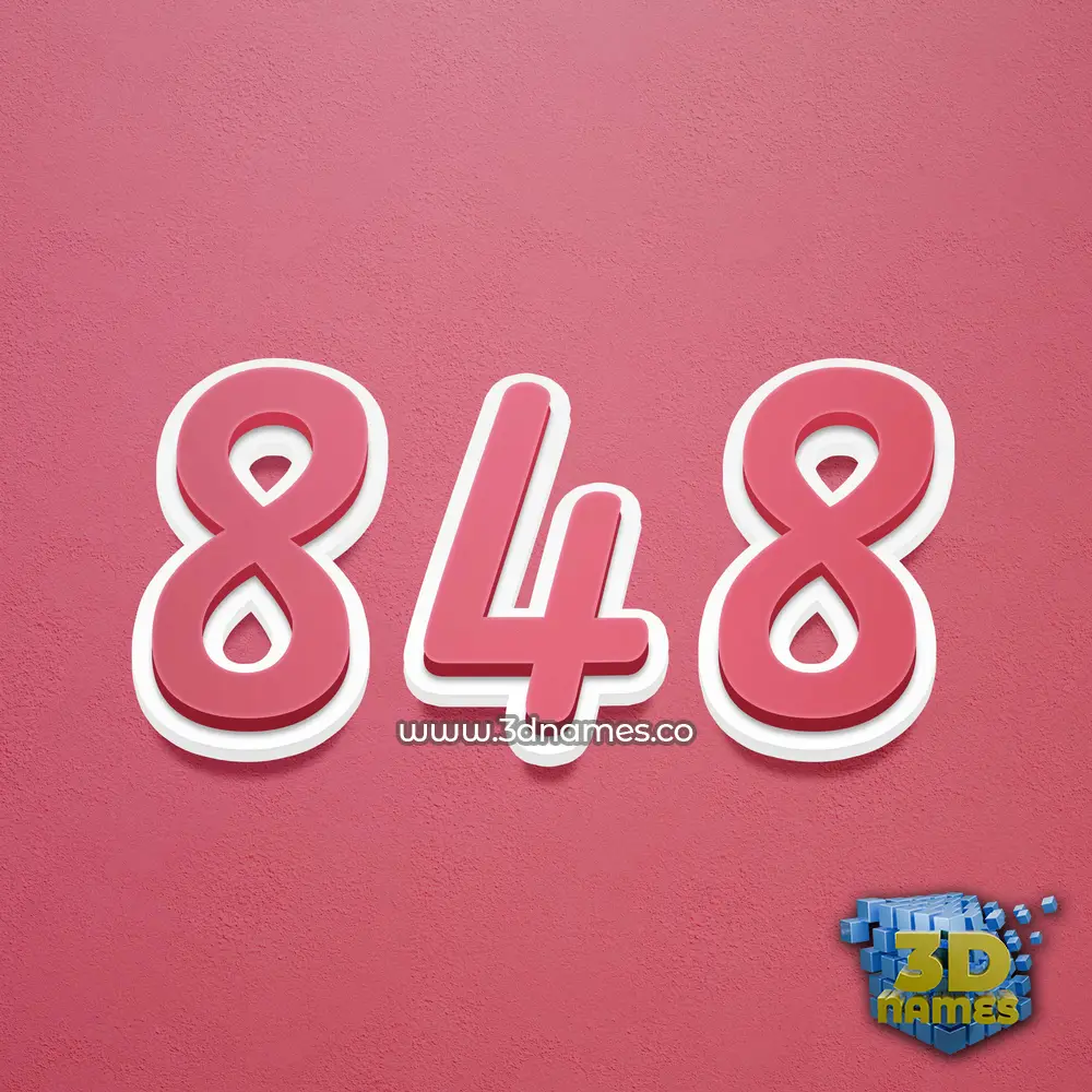 848 in Red Scribble style - 3D name wallpaper