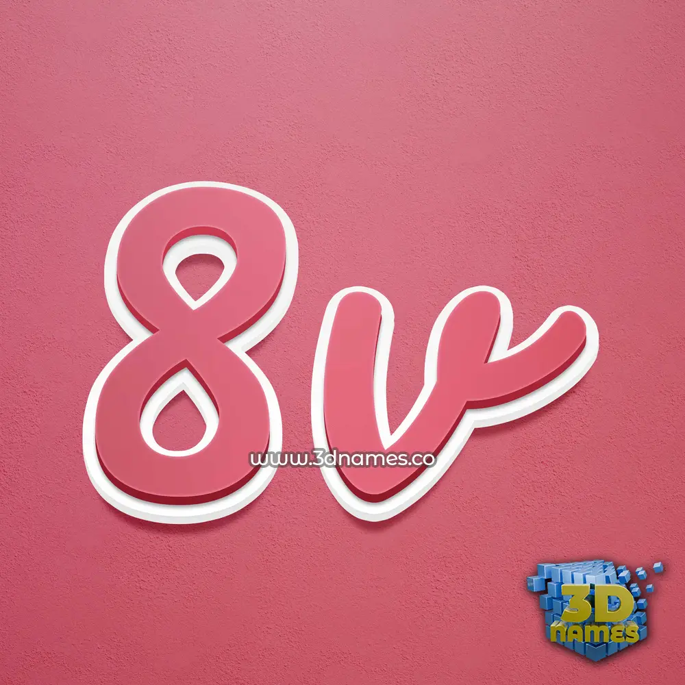 8v in Red Scribble style - 3D name wallpaper