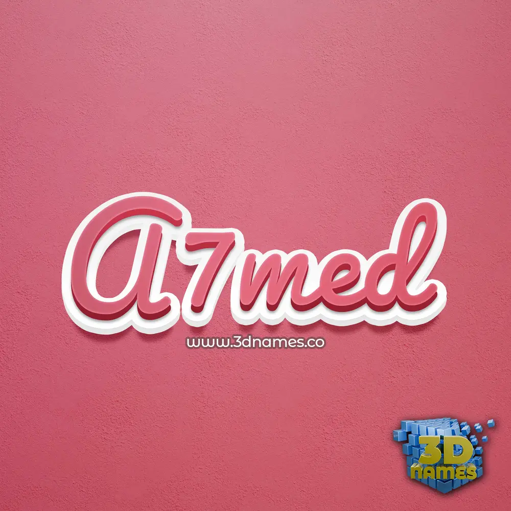 a7med in Red Scribble style - 3D name wallpaper