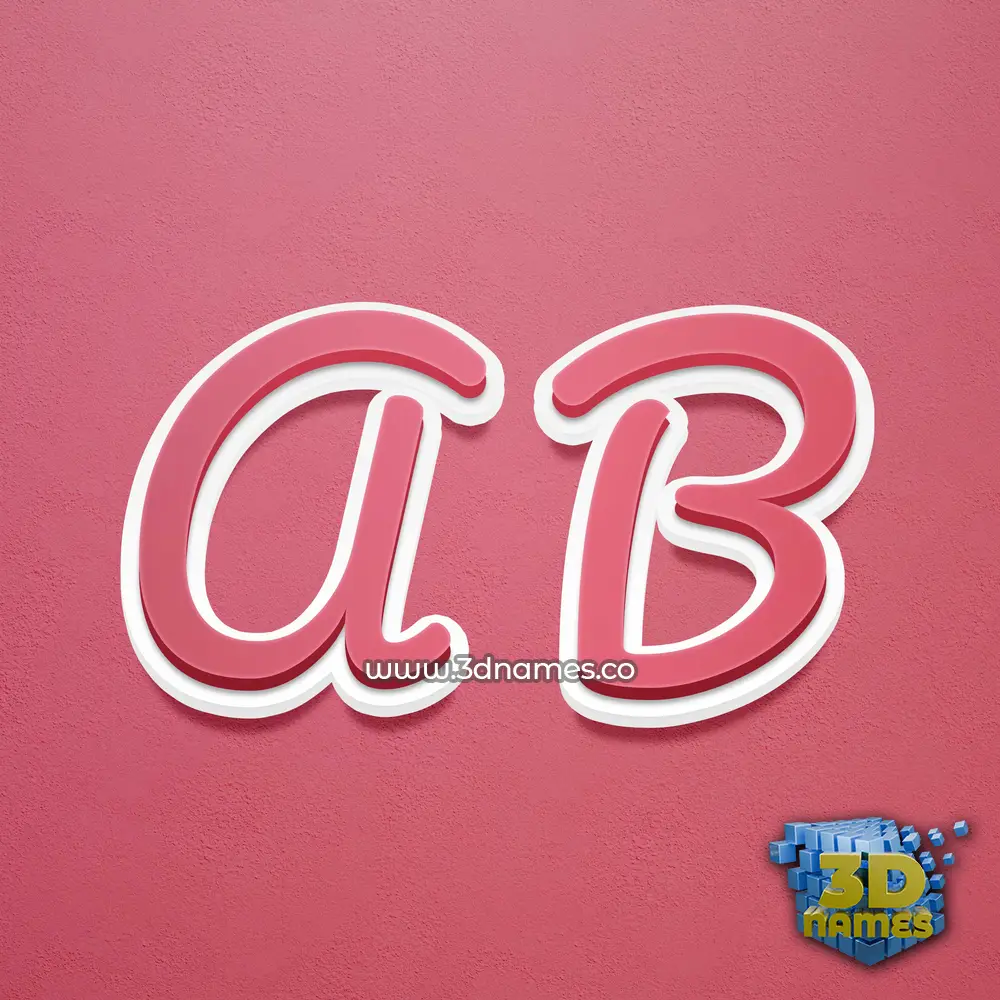 a b in Red Scribble style - 3D name wallpaper