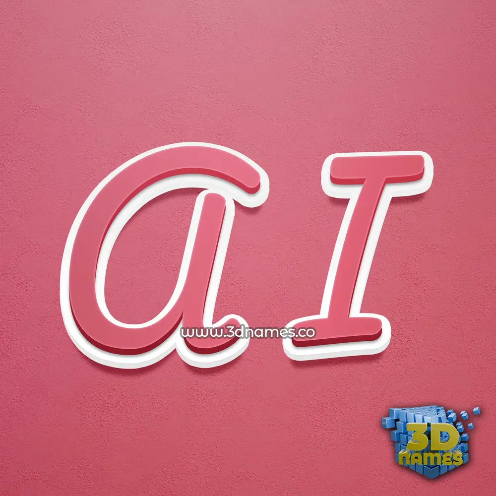 a i in Red Scribble style - 3D name wallpaper