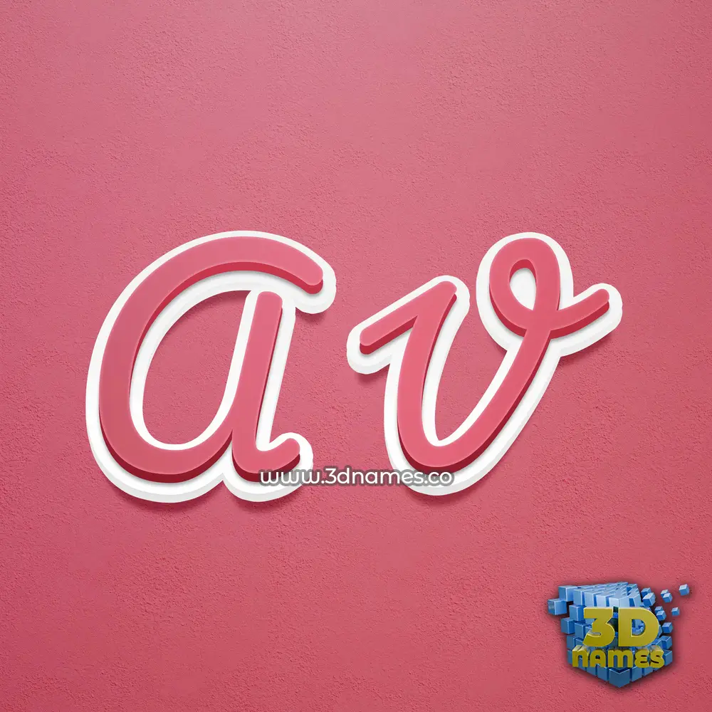 a v in Red Scribble style - 3D name wallpaper