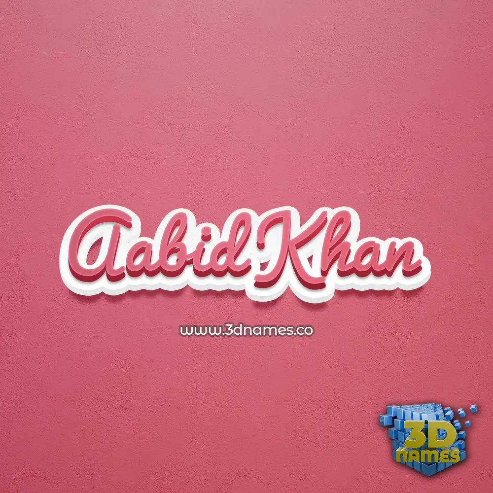 aabid khan in Red Scribble style - 3D name wallpaper