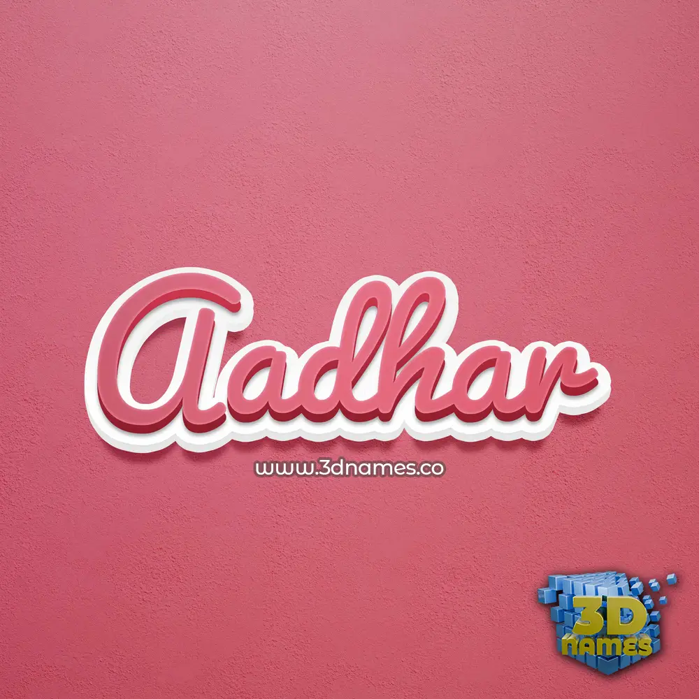 aadhar in Red Scribble style - 3D name wallpaper
