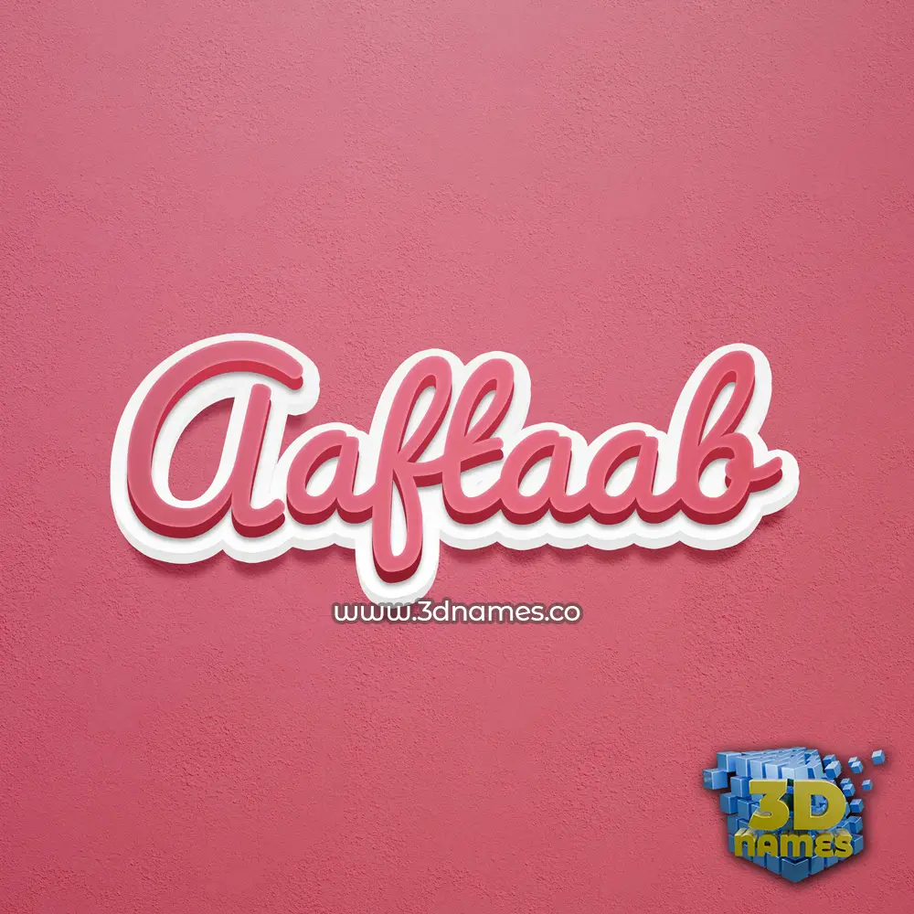 aaftaab in Red Scribble style - 3D name wallpaper
