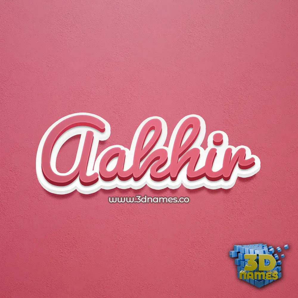 aakhir in Red Scribble style - 3D name wallpaper