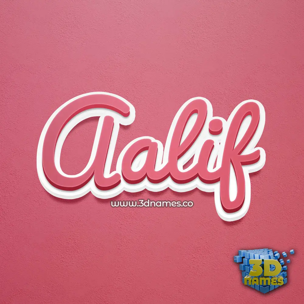 aalif in Red Scribble style - 3D name wallpaper