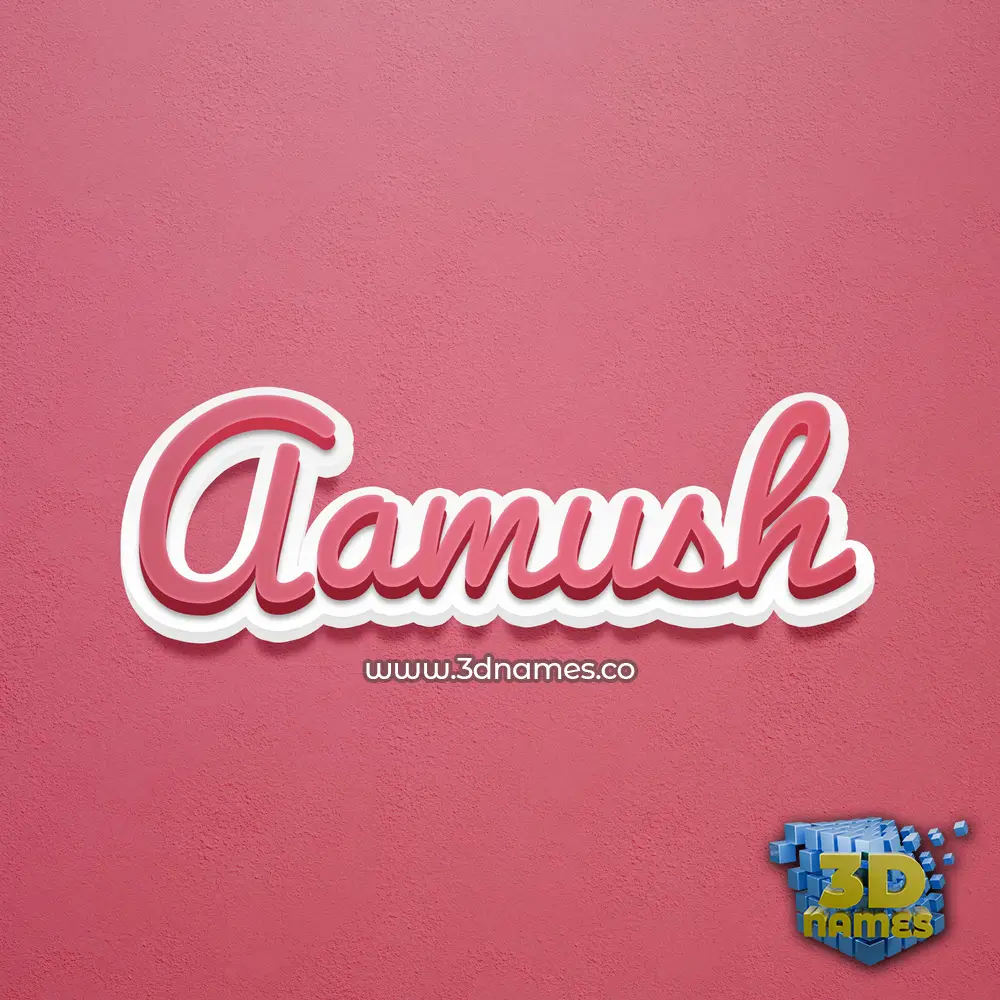 aamush in Red Scribble style - 3D name wallpaper