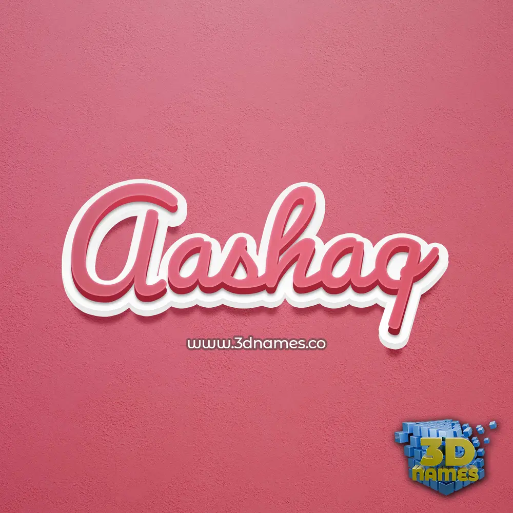 aashaq in Red Scribble style - 3D name wallpaper