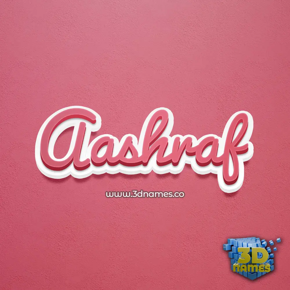 aashraf in Red Scribble style - 3D name wallpaper
