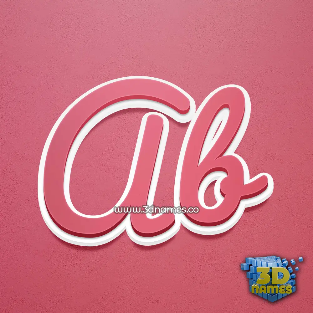 ab in Red Scribble style - 3D name wallpaper