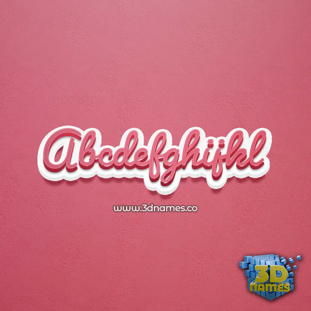 abcdefghijkl in Red Scribble style - 3D name wallpaper