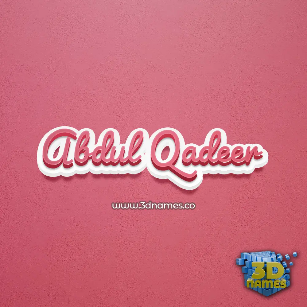 abdul qadeer in Red Scribble style - 3D name wallpaper