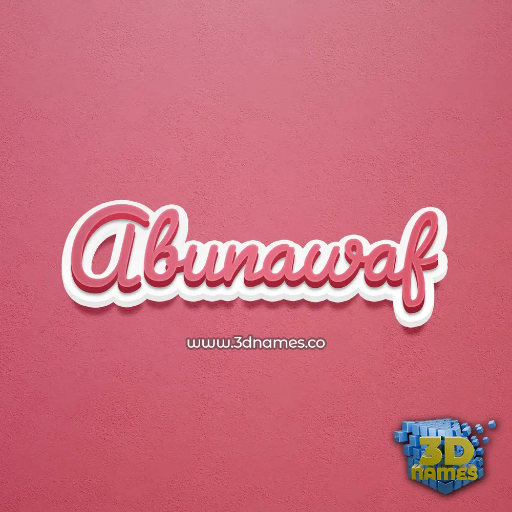 abunawaf in Red Scribble style - 3D name wallpaper