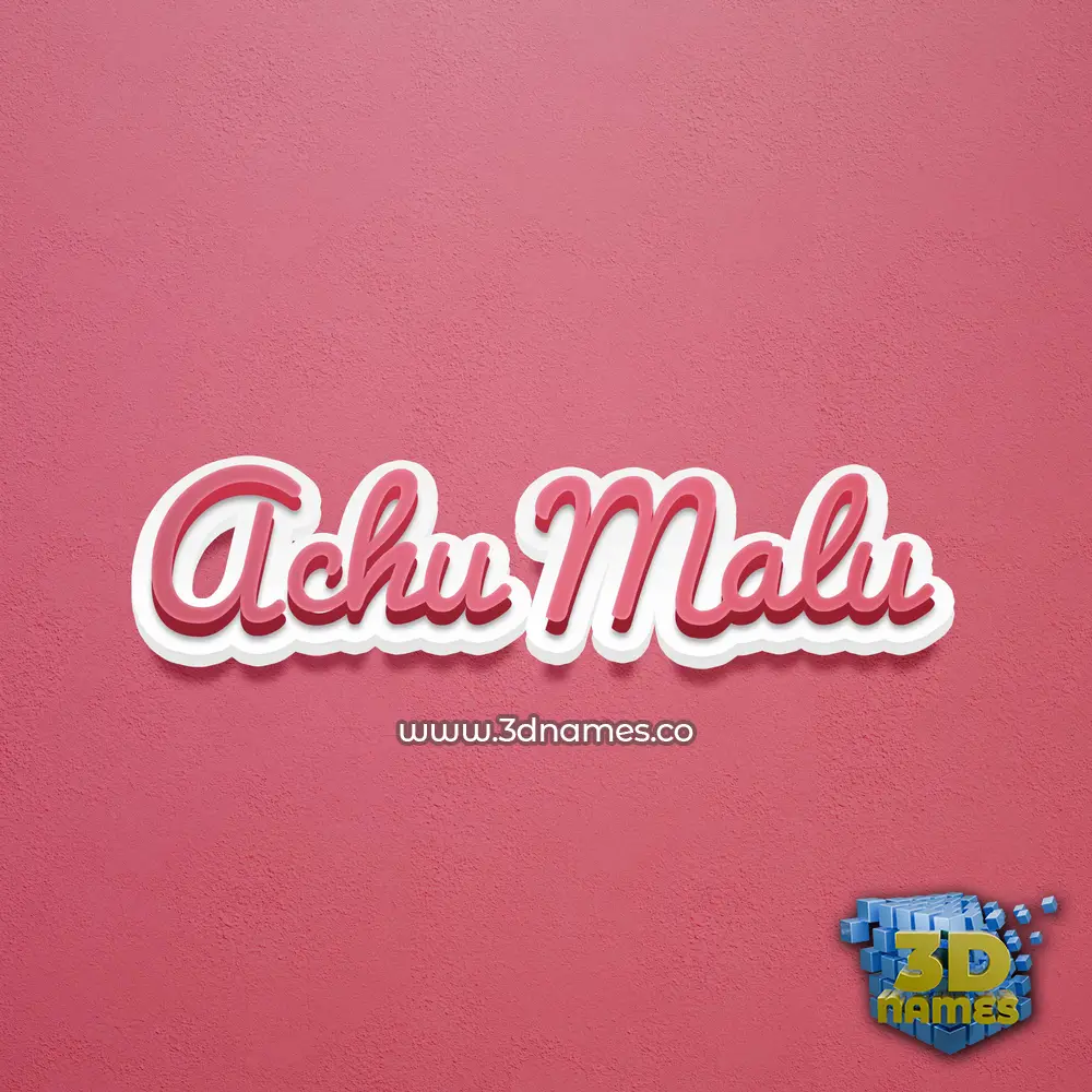 achu malu in Red Scribble style - 3D name wallpaper
