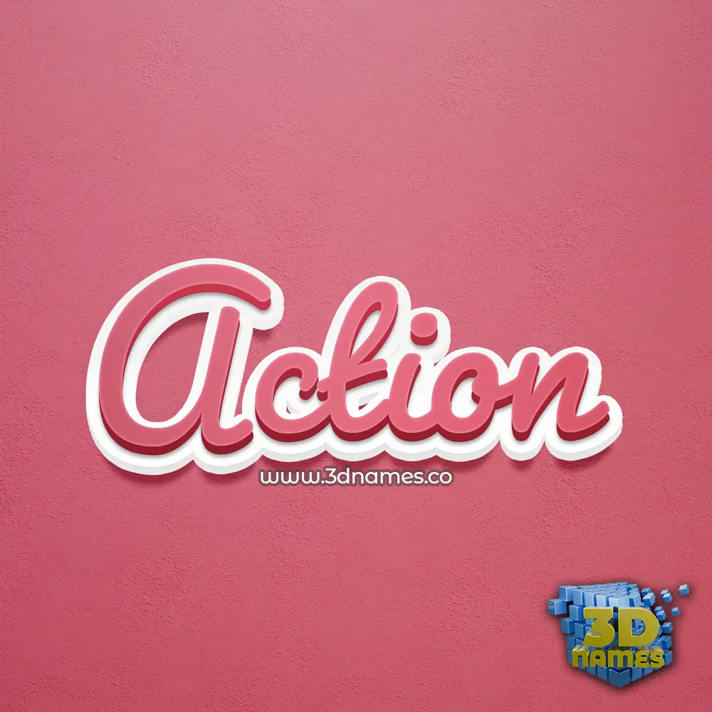 action in Red Scribble style - 3D name wallpaper