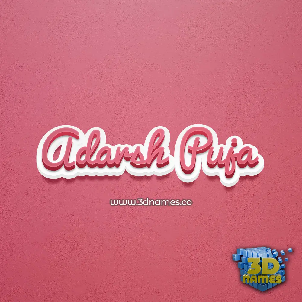 adarsh puja in Red Scribble style - 3D name wallpaper