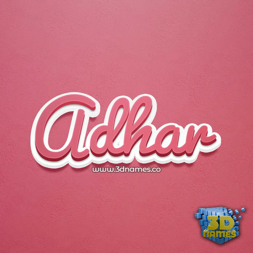 adhar in Red Scribble style - 3D name wallpaper