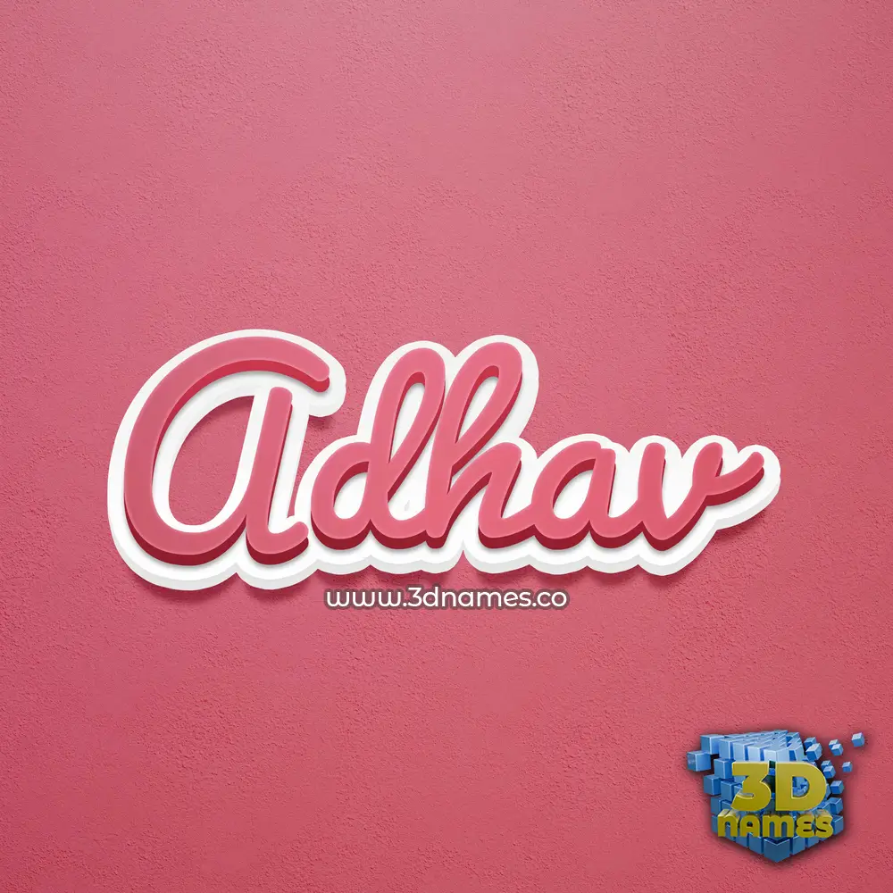 adhav in Red Scribble style - 3D name wallpaper