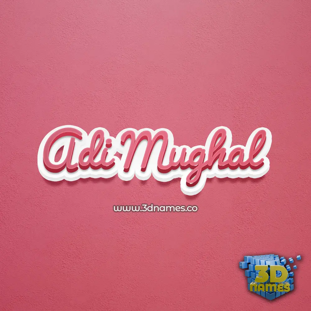 adi mughal in Red Scribble style - 3D name wallpaper