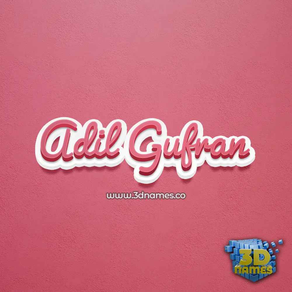 adil gufran in Red Scribble style - 3D name wallpaper