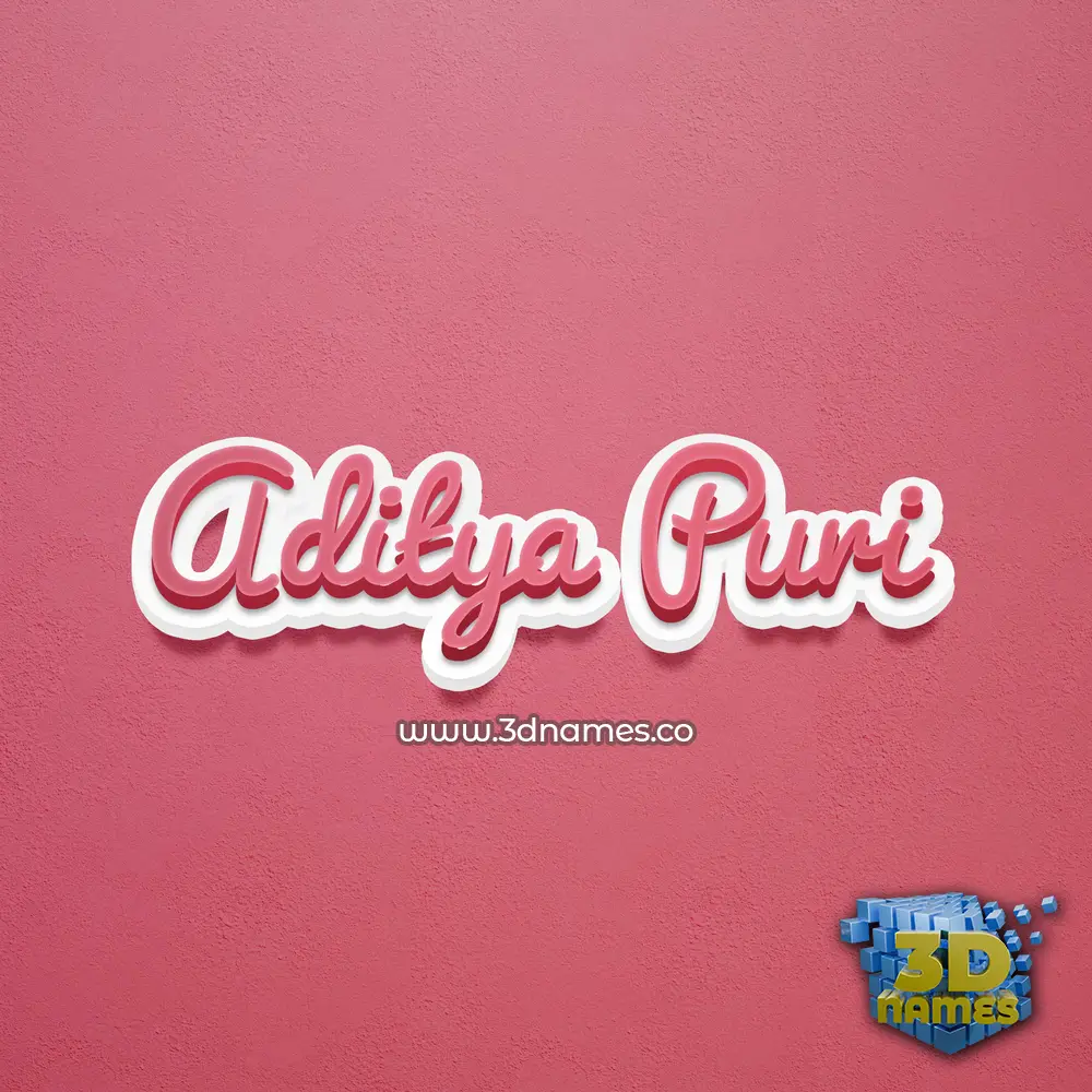 aditya puri in Red Scribble style - 3D name wallpaper