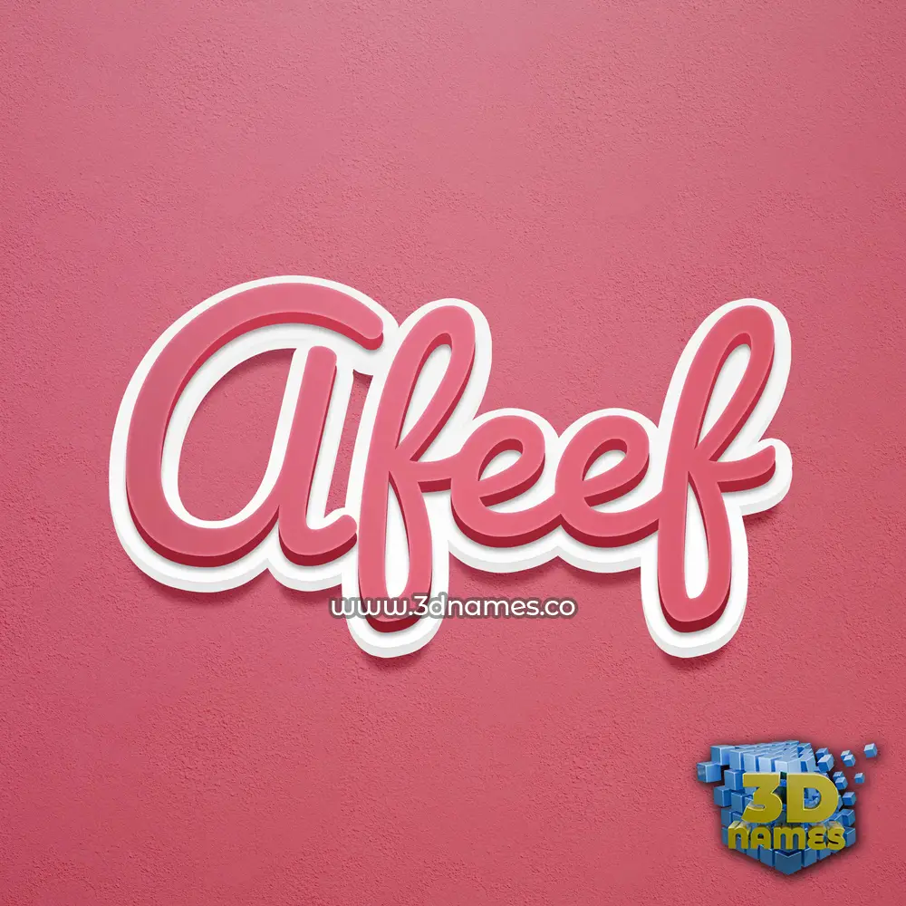 afeef in Red Scribble style - 3D name wallpaper